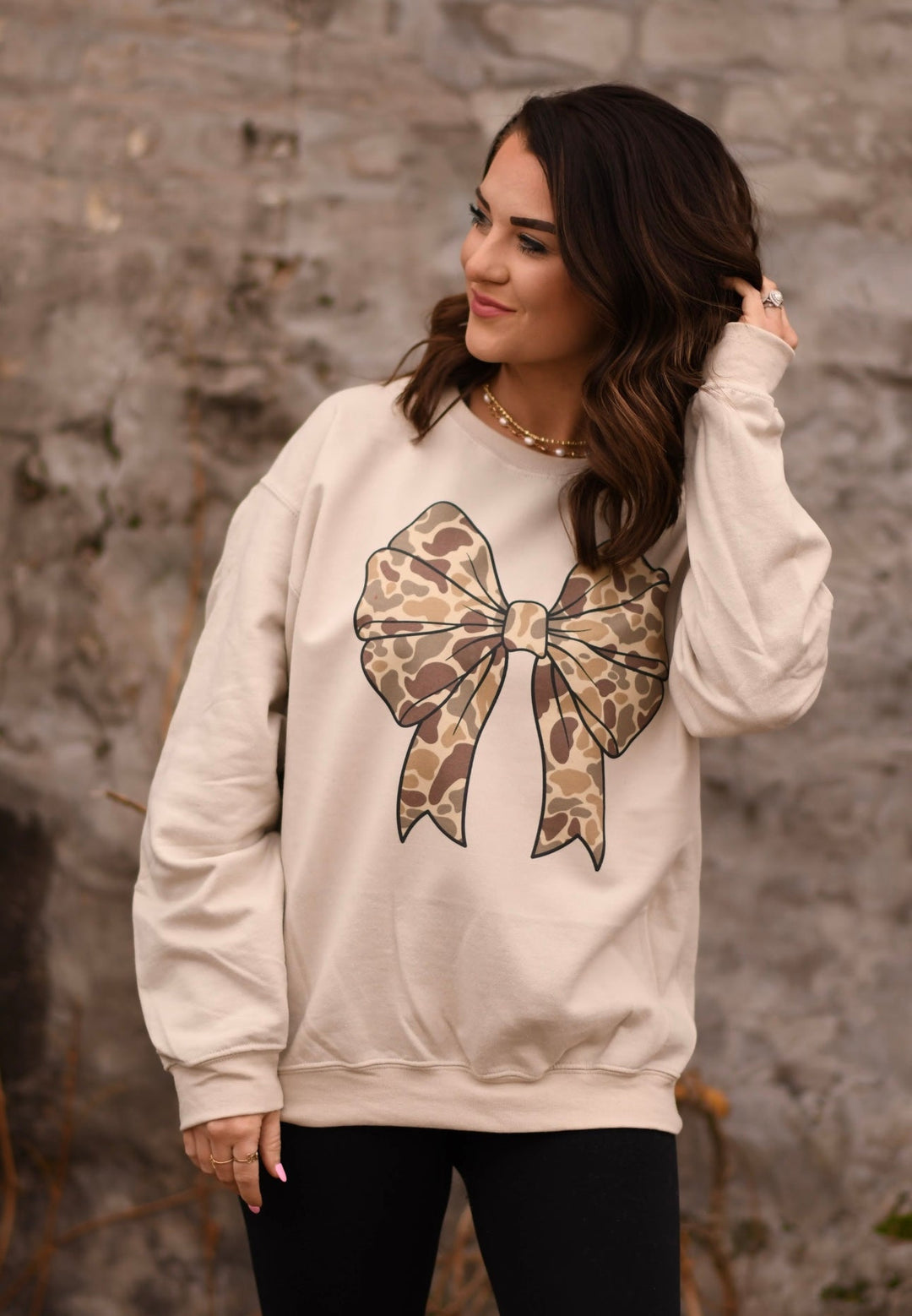 Camo Bow Sweatshirt-P&PD Wholesale-[option4]-[option5]-[option6]-[option7]-[option8]-Shop-Boutique-Clothing-for-Women-Online