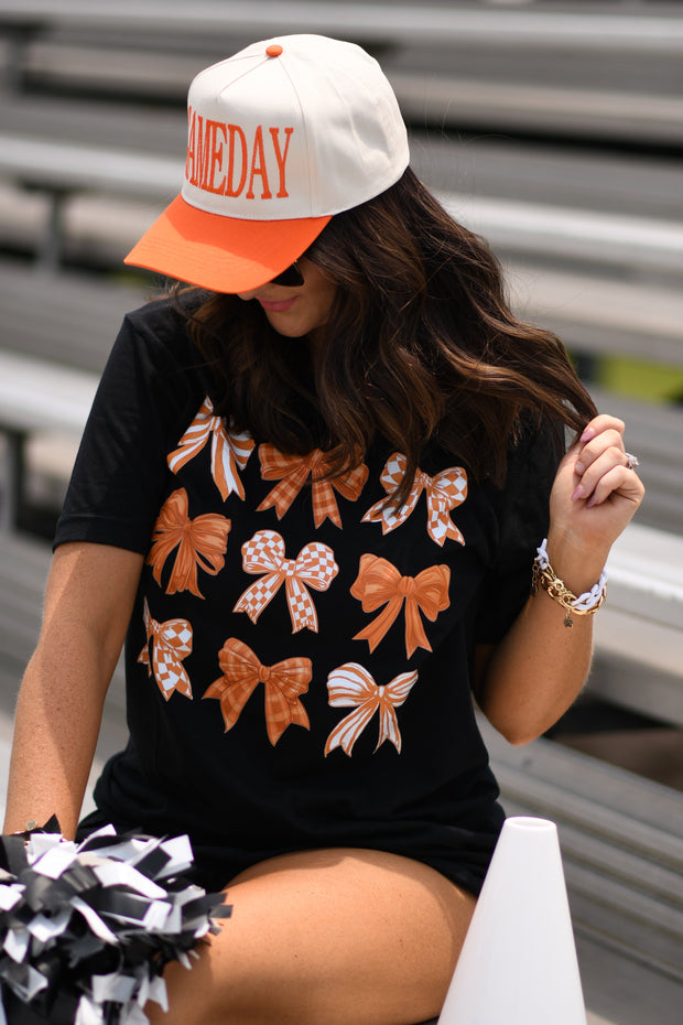 Orange and White Bows Tee-P&PD Wholesale-[option4]-[option5]-[option6]-[option7]-[option8]-Shop-Boutique-Clothing-for-Women-Online