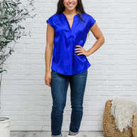 Isn't it Ironic Shirt in Blue-Womens-Ave Shops-[option4]-[option5]-[option6]-[option7]-[option8]-Shop-Boutique-Clothing-for-Women-Online