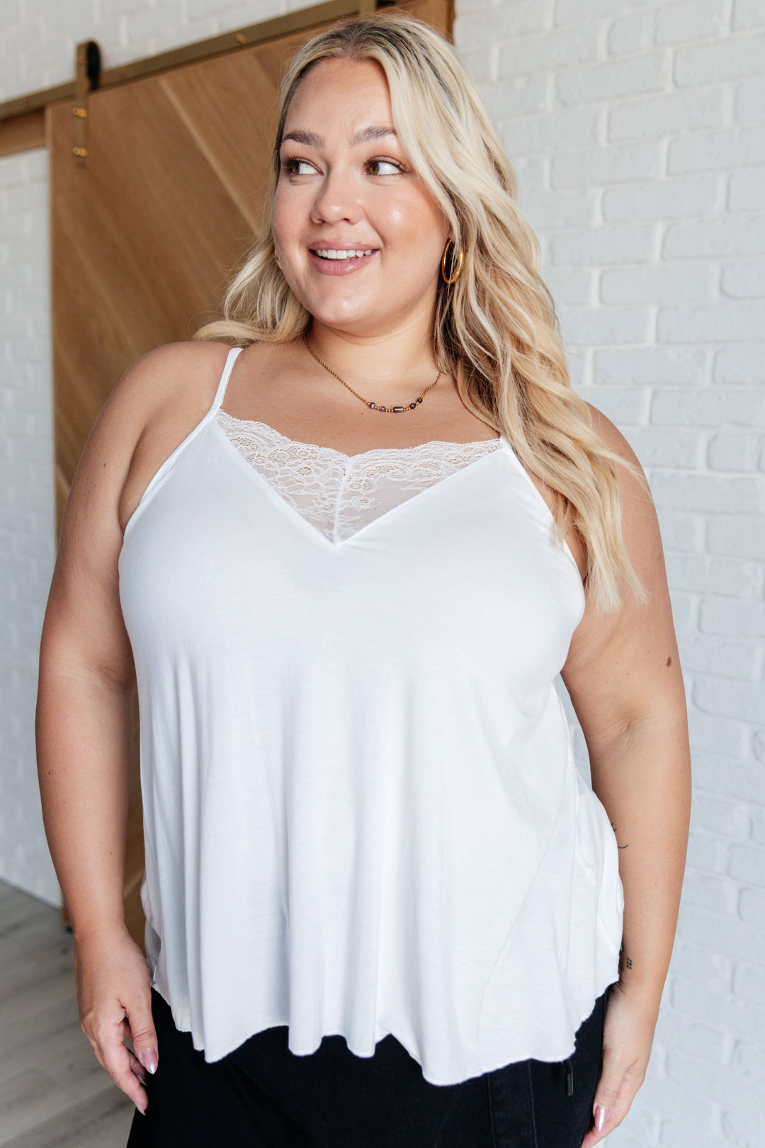 POL A Gleam in Her Eyes Lace Detail Cami in Ivory-Tops-Ave Shops-[option4]-[option5]-[option6]-[option7]-[option8]-Shop-Boutique-Clothing-for-Women-Online