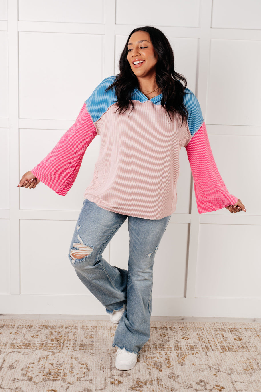 A-Tisket A-Tasket Color Block Pullover-Tops-Ave Shops-[option4]-[option5]-[option6]-[option7]-[option8]-Shop-Boutique-Clothing-for-Women-Online