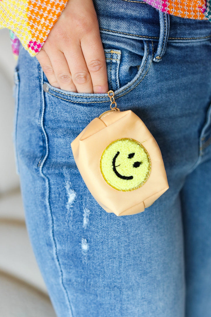 Manilla Smiley Face Patch Coin Purse Keychain-ICON-One Size Fits All-[option4]-[option5]-[option6]-[option7]-[option8]-Shop-Boutique-Clothing-for-Women-Online