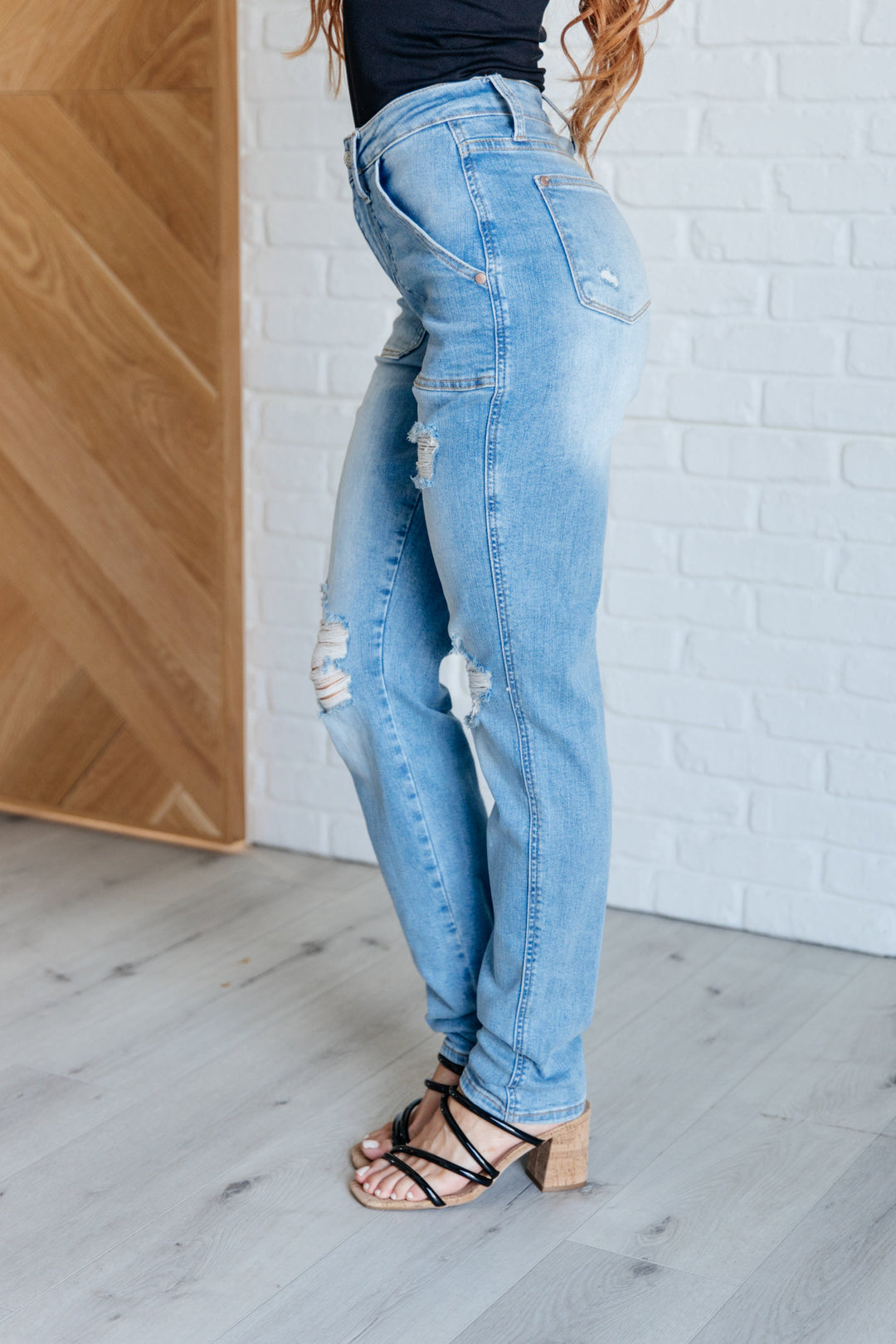 Judy Blue Aiden High Rise Patch Pocket Distressed Boyfriend Jeans-Womens-Ave Shops-[option4]-[option5]-[option6]-[option7]-[option8]-Shop-Boutique-Clothing-for-Women-Online