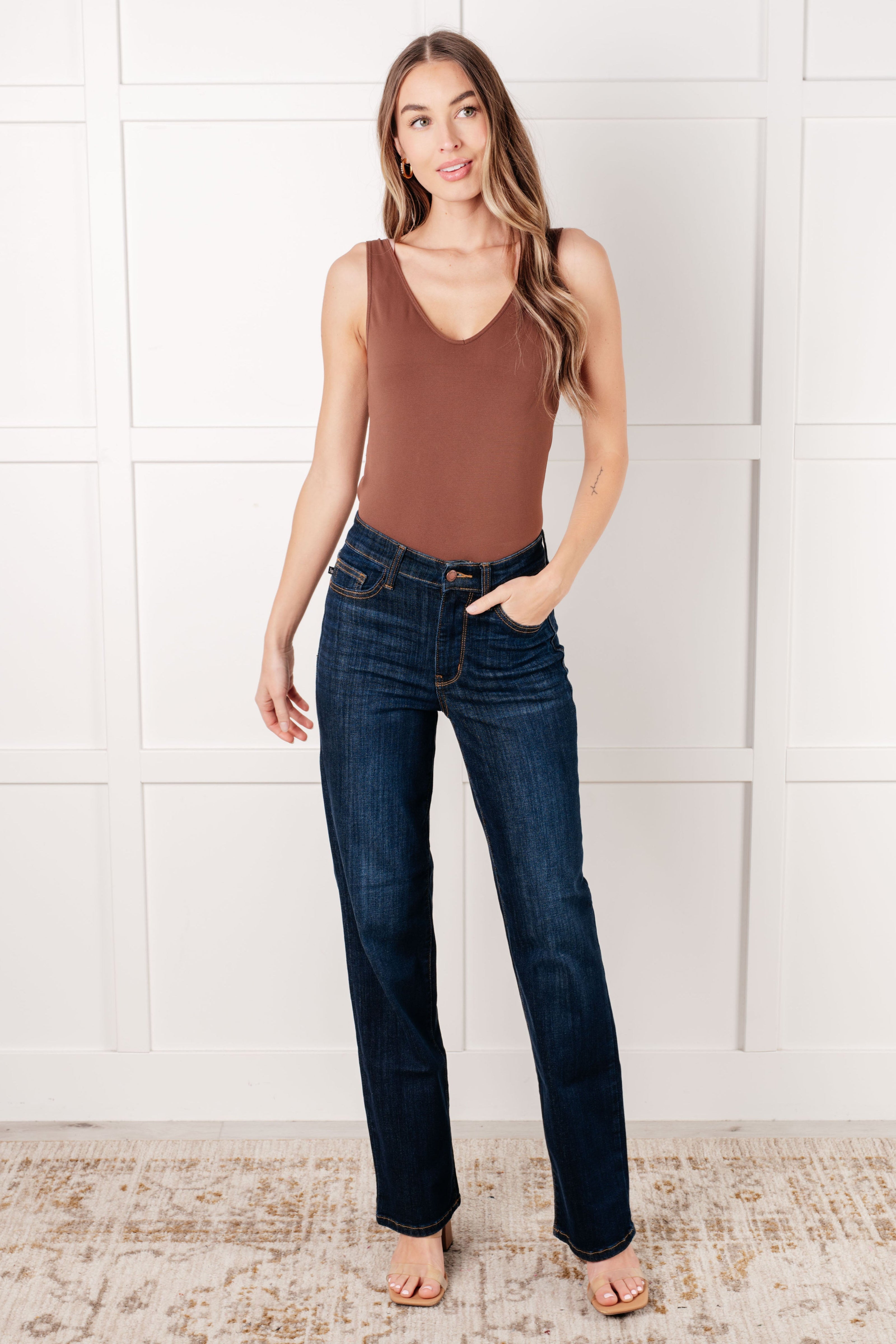 Judy Blue Alaina High Rise Classic Straight Jeans-Denim-Ave Shops-[option4]-[option5]-[option6]-[option7]-[option8]-Shop-Boutique-Clothing-for-Women-Online