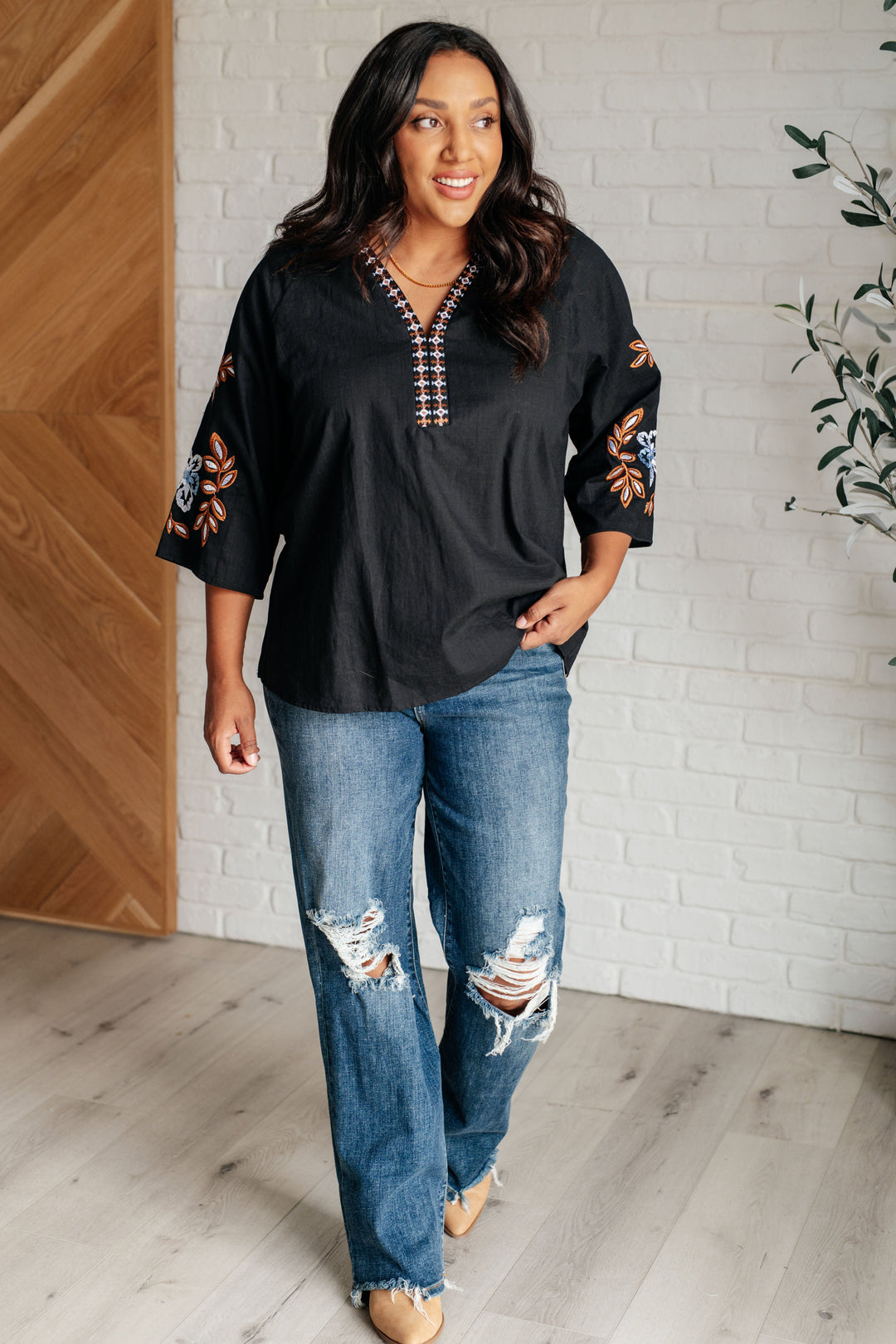 All In Me Embroidered V-Neck Blouse-Blouses-Ave Shops-[option4]-[option5]-[option6]-[option7]-[option8]-Shop-Boutique-Clothing-for-Women-Online