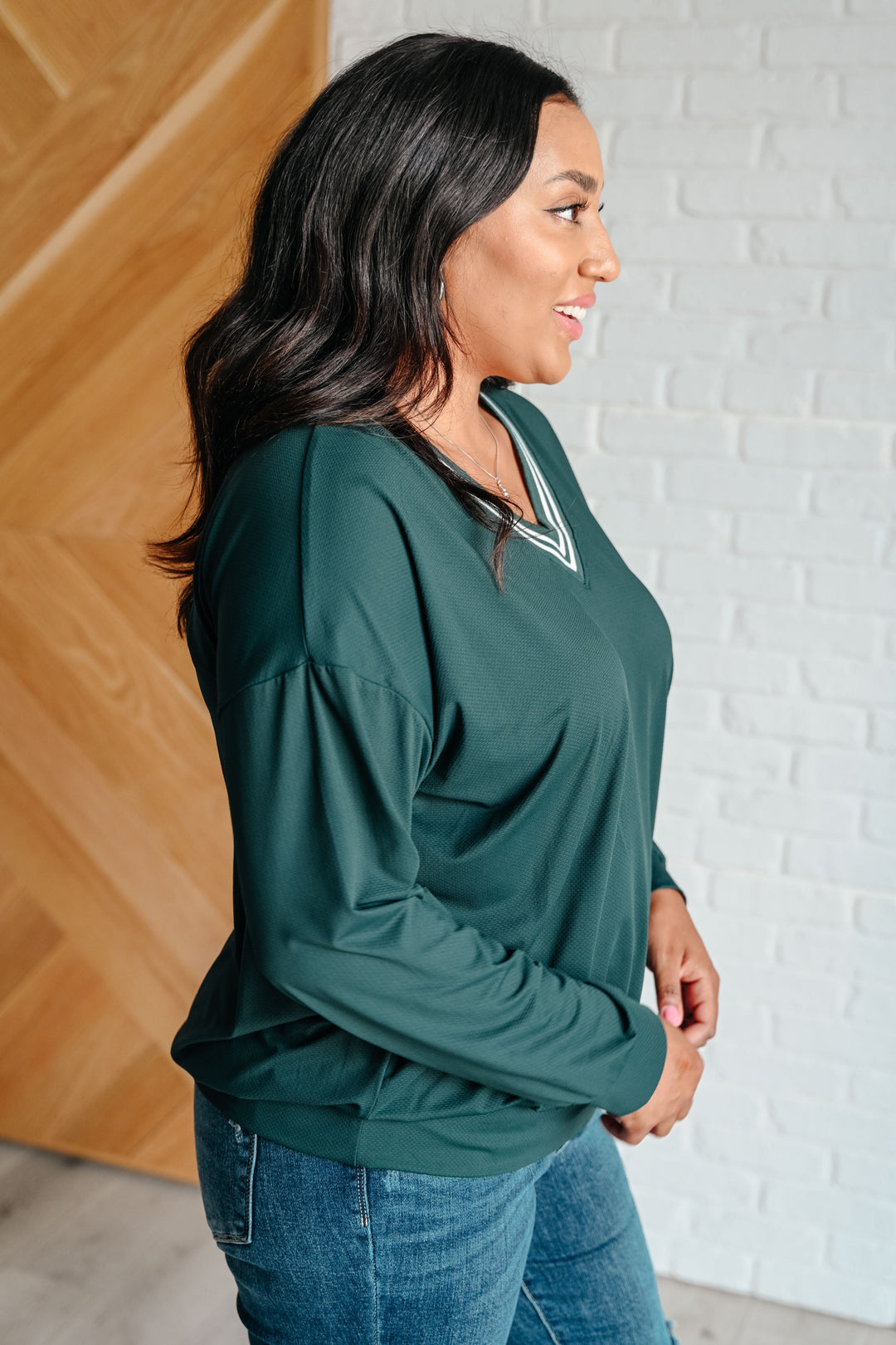 Rae Mode All Out Comfort V-Neck Pullover in Midnight Green-Tops-Ave Shops-[option4]-[option5]-[option6]-[option7]-[option8]-Shop-Boutique-Clothing-for-Women-Online