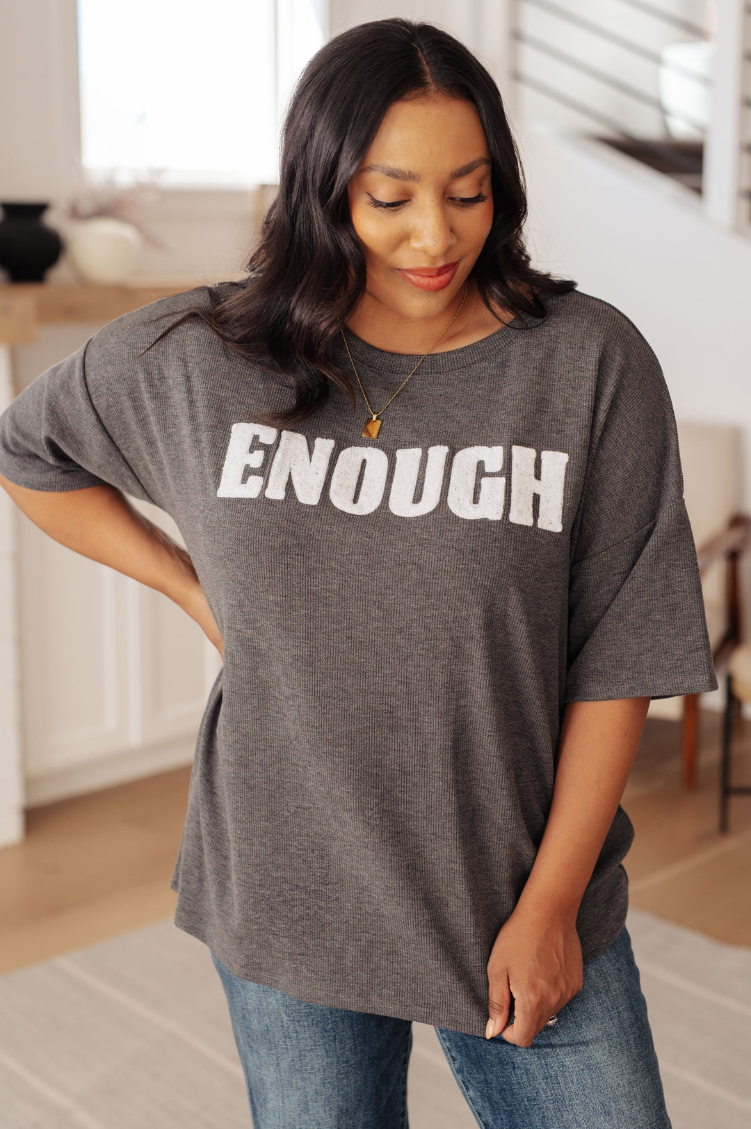 Always Enough Graphic Tee in Charcoal-Tops-Ave Shops-[option4]-[option5]-[option6]-[option7]-[option8]-Shop-Boutique-Clothing-for-Women-Online