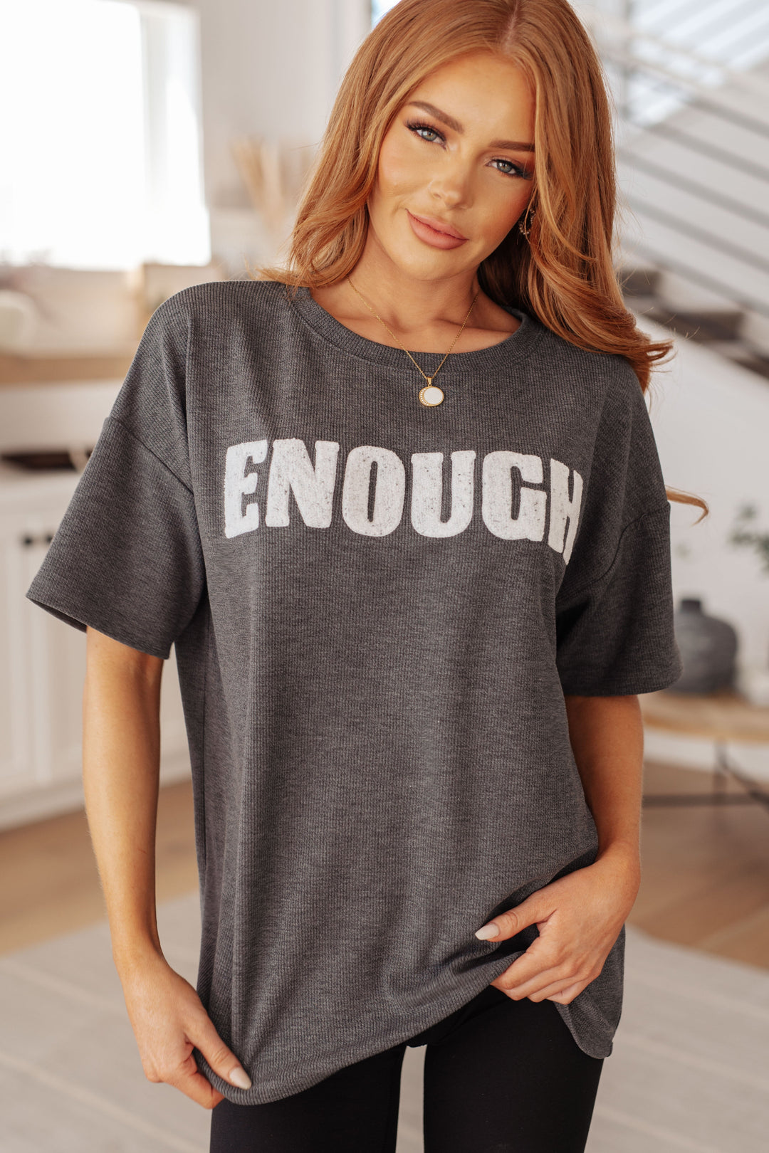 Always Enough Graphic Tee in Charcoal-Tops-Ave Shops-[option4]-[option5]-[option6]-[option7]-[option8]-Shop-Boutique-Clothing-for-Women-Online