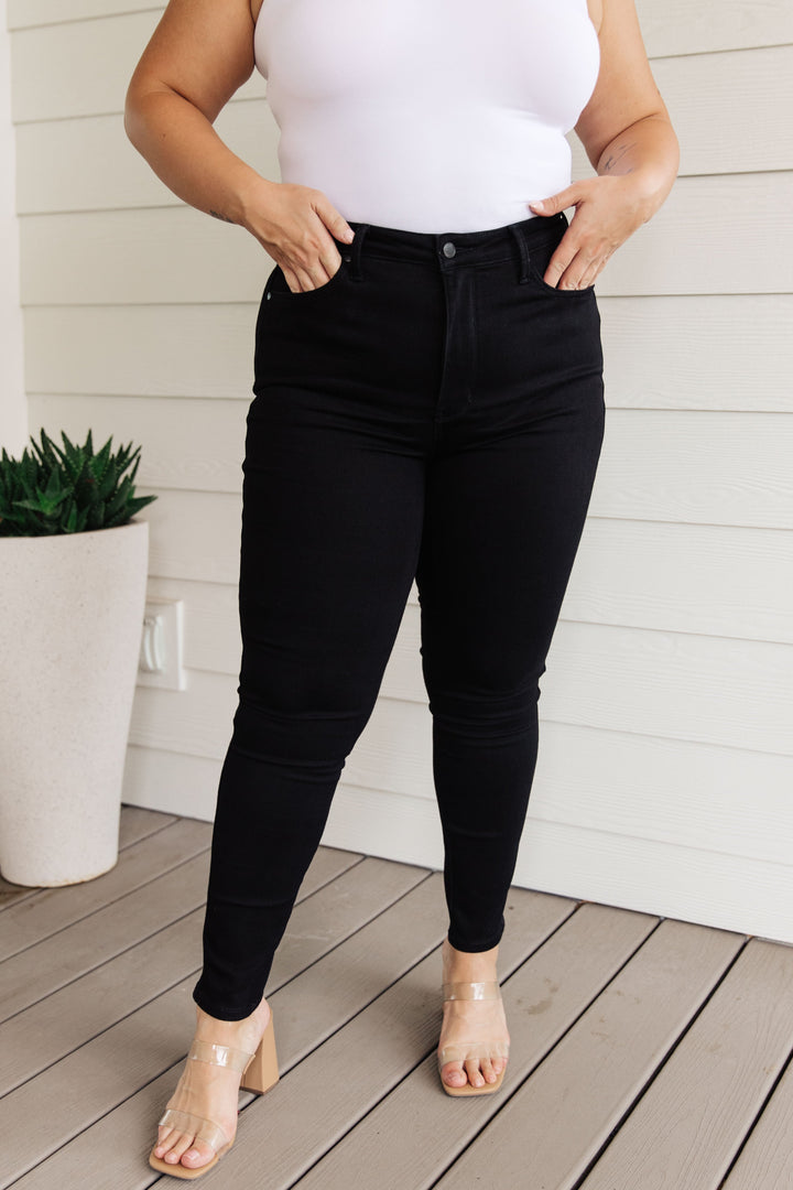 Judy Blue Audrey High Rise Control Top Classic Skinny Jeans in Black-Denim-Ave Shops-[option4]-[option5]-[option6]-[option7]-[option8]-Shop-Boutique-Clothing-for-Women-Online