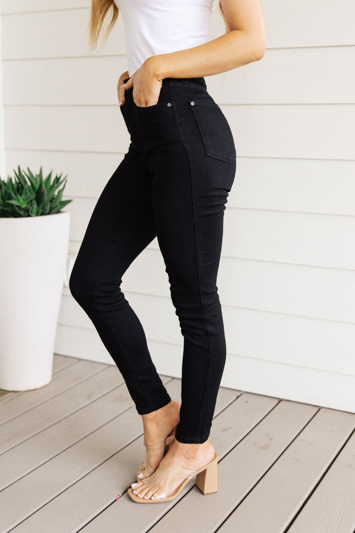 Judy Blue Audrey High Rise Control Top Classic Skinny Jeans in Black-Denim-Ave Shops-[option4]-[option5]-[option6]-[option7]-[option8]-Shop-Boutique-Clothing-for-Women-Online