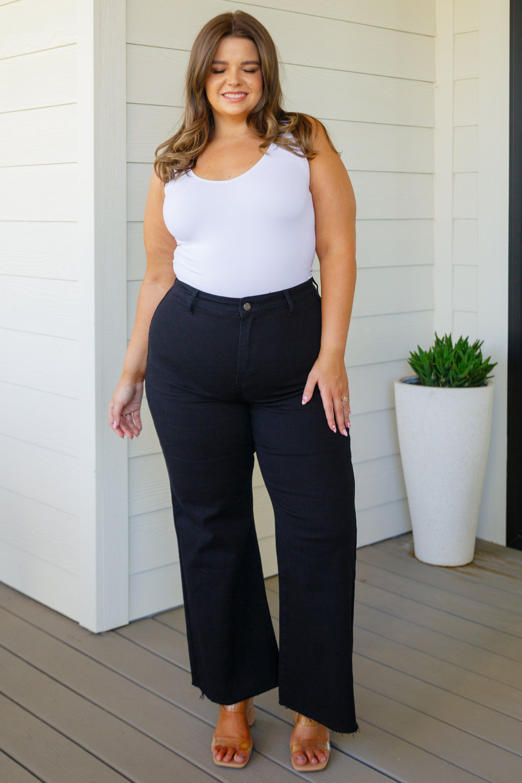 August High Rise Wide Leg Crop Jeans in Black-Denim-Ave Shops-[option4]-[option5]-[option6]-[option7]-[option8]-Shop-Boutique-Clothing-for-Women-Online