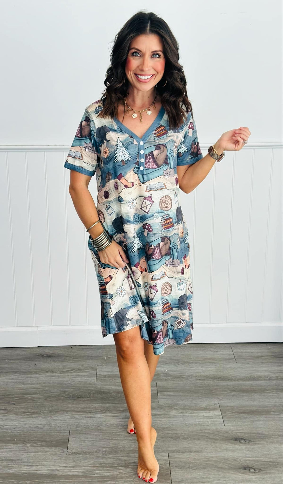 Shirley & Stone Short Sleeve Night Dress - Cozy Bear-In Stock Shirley&amp;Stone-Shirley & Stone-[option4]-[option5]-[option6]-[option7]-[option8]-Shop-Boutique-Clothing-for-Women-Online