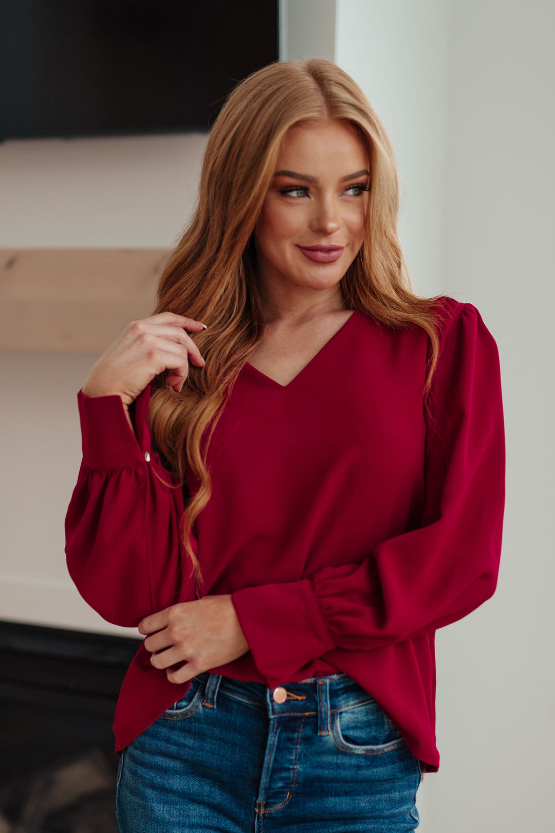 Back in Business V-Neck Blouse-Blouses-Ave Shops-[option4]-[option5]-[option6]-[option7]-[option8]-Shop-Boutique-Clothing-for-Women-Online