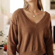 Back to Life V-Neck Sweater in Mocha-Tops-Ave Shops-[option4]-[option5]-[option6]-[option7]-[option8]-Shop-Boutique-Clothing-for-Women-Online