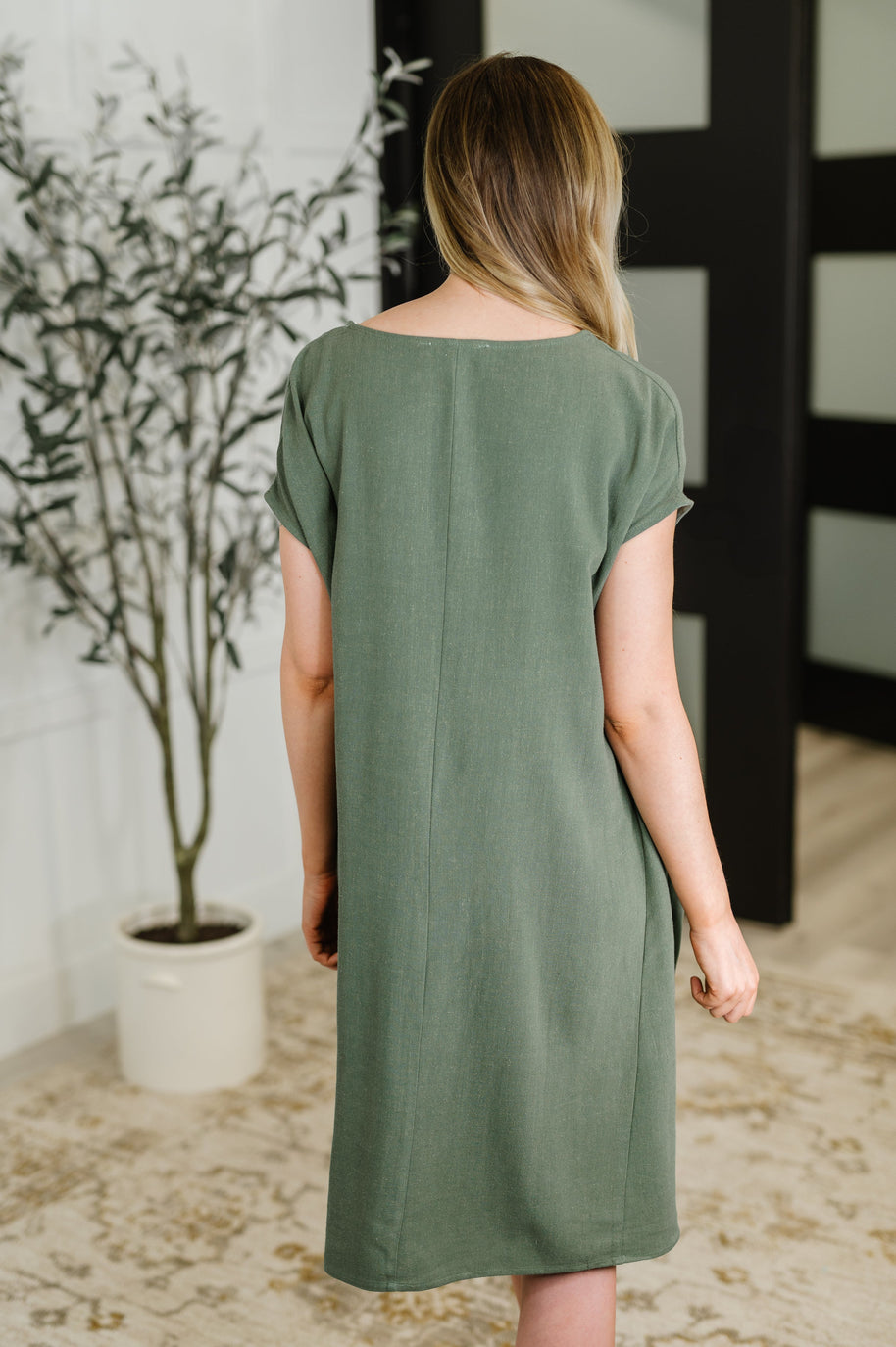 Barely Trying V-Neck Relaxed Dress in Gray Green-Womens-Ave Shops-[option4]-[option5]-[option6]-[option7]-[option8]-Shop-Boutique-Clothing-for-Women-Online