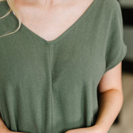 Barely Trying V-Neck Relaxed Dress in Gray Green-Womens-Ave Shops-[option4]-[option5]-[option6]-[option7]-[option8]-Shop-Boutique-Clothing-for-Women-Online