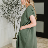 Barely Trying V-Neck Relaxed Dress in Gray Green-Womens-Ave Shops-[option4]-[option5]-[option6]-[option7]-[option8]-Shop-Boutique-Clothing-for-Women-Online
