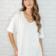 Basic Instinct Drop Shoulder V-Neck Tee in Ivory-Womens-Ave Shops-[option4]-[option5]-[option6]-[option7]-[option8]-Shop-Boutique-Clothing-for-Women-Online