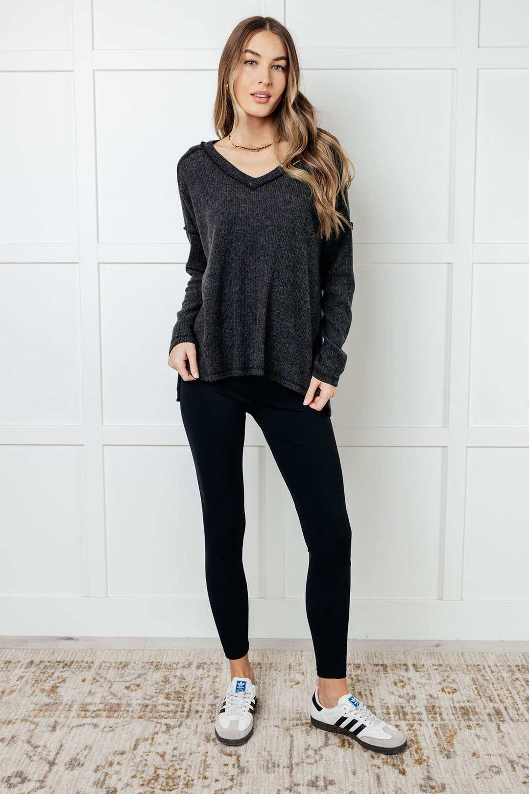 Zenana Basically Freezing Brushed Hacci Top in Black-Tops-Ave Shops-[option4]-[option5]-[option6]-[option7]-[option8]-Shop-Boutique-Clothing-for-Women-Online