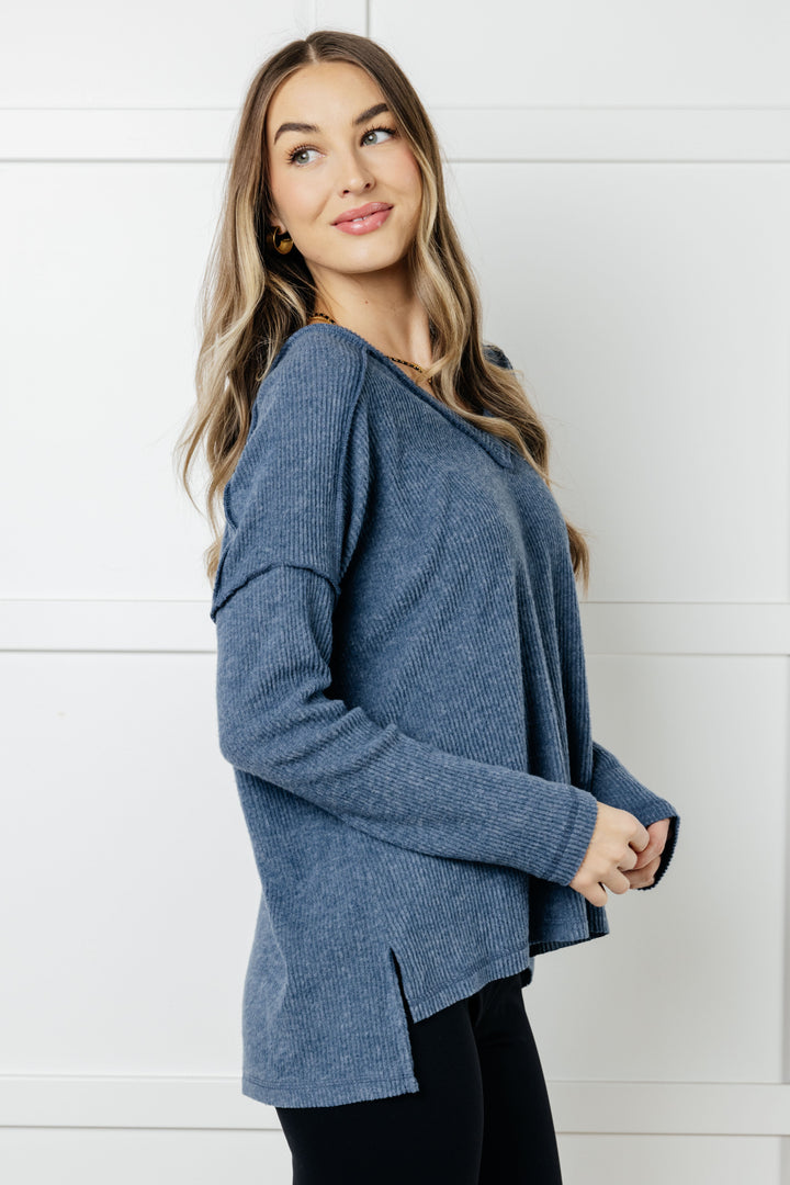 Zenana Basically Freezing Brushed Hacci Top in Dusty Blue-Tops-Ave Shops-[option4]-[option5]-[option6]-[option7]-[option8]-Shop-Boutique-Clothing-for-Women-Online