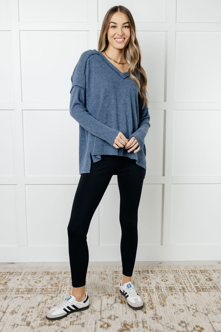 Zenana Basically Freezing Brushed Hacci Top in Dusty Blue-Tops-Ave Shops-[option4]-[option5]-[option6]-[option7]-[option8]-Shop-Boutique-Clothing-for-Women-Online