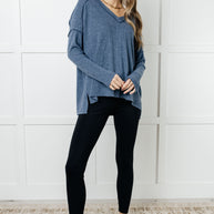 Zenana Basically Freezing Brushed Hacci Top in Dusty Blue-Tops-Ave Shops-[option4]-[option5]-[option6]-[option7]-[option8]-Shop-Boutique-Clothing-for-Women-Online