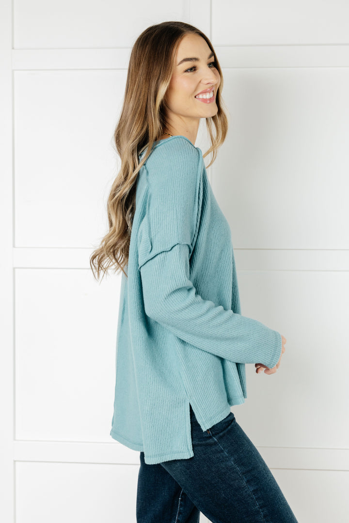 Zenana Basically Freezing Brushed Hacci Top in Dusty Teal-Tops-Ave Shops-[option4]-[option5]-[option6]-[option7]-[option8]-Shop-Boutique-Clothing-for-Women-Online