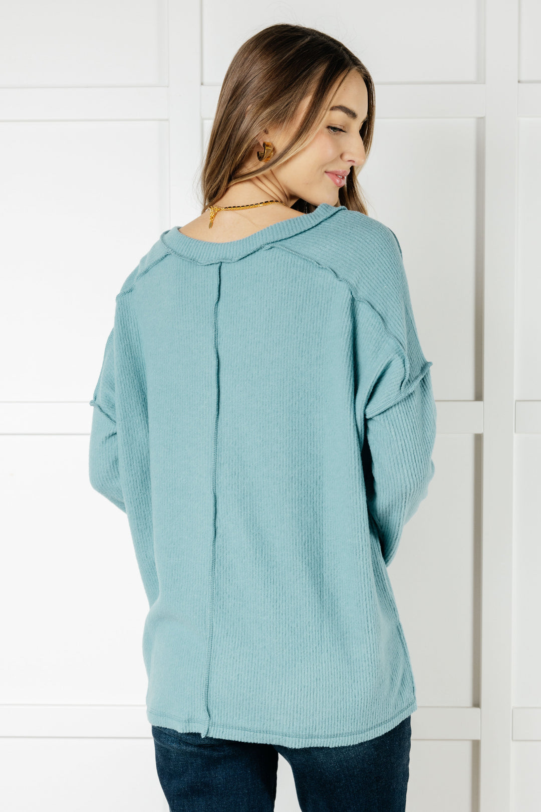 Zenana Basically Freezing Brushed Hacci Top in Dusty Teal-Tops-Ave Shops-[option4]-[option5]-[option6]-[option7]-[option8]-Shop-Boutique-Clothing-for-Women-Online