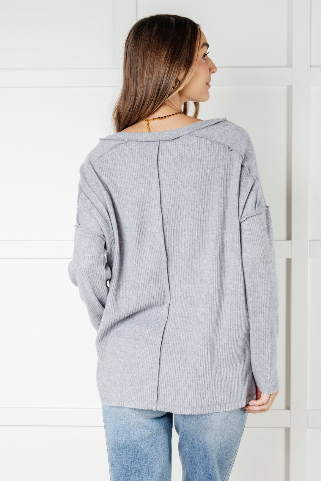 Zenana Basically Freezing Brushed Hacci Top in Heather Grey-Tops-Ave Shops-[option4]-[option5]-[option6]-[option7]-[option8]-Shop-Boutique-Clothing-for-Women-Online