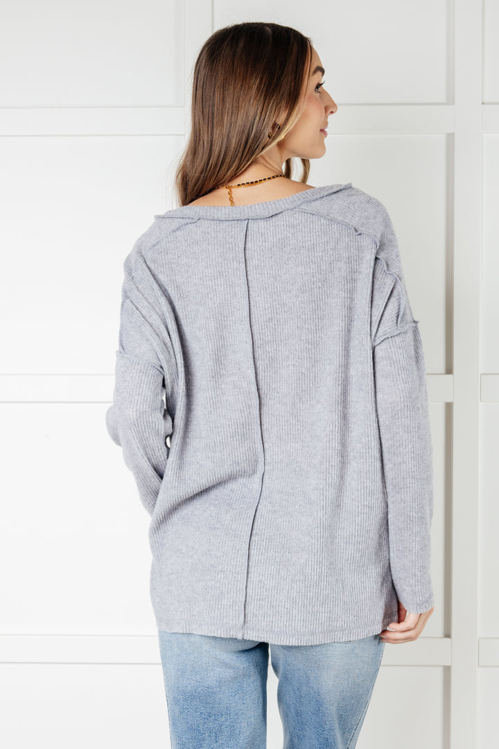 Zenana Basically Freezing Brushed Hacci Top in Heather Grey-Tops-Ave Shops-[option4]-[option5]-[option6]-[option7]-[option8]-Shop-Boutique-Clothing-for-Women-Online