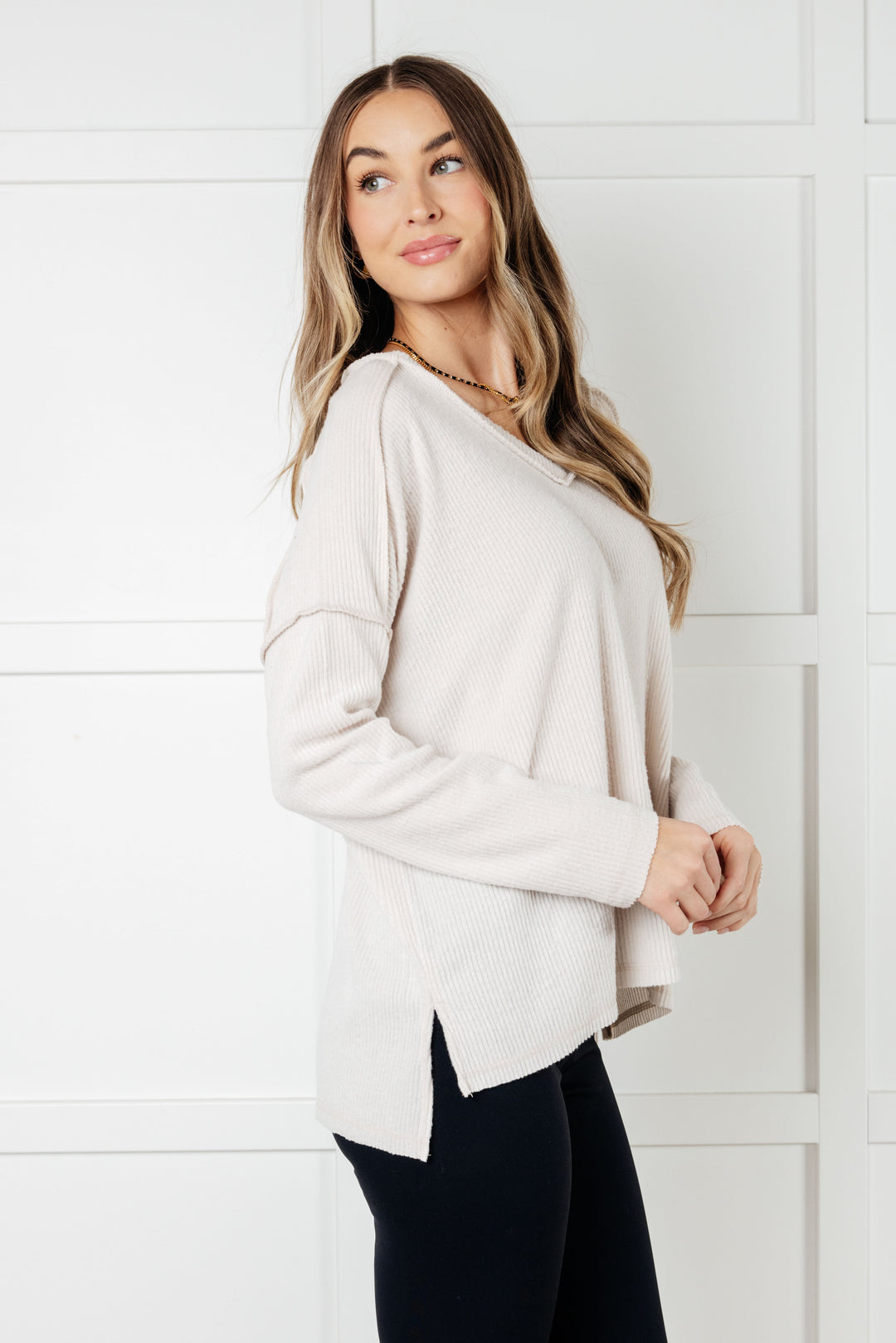 Zenana Basically Freezing Brushed Hacci Top in Sand Beige-Tops-Ave Shops-[option4]-[option5]-[option6]-[option7]-[option8]-Shop-Boutique-Clothing-for-Women-Online