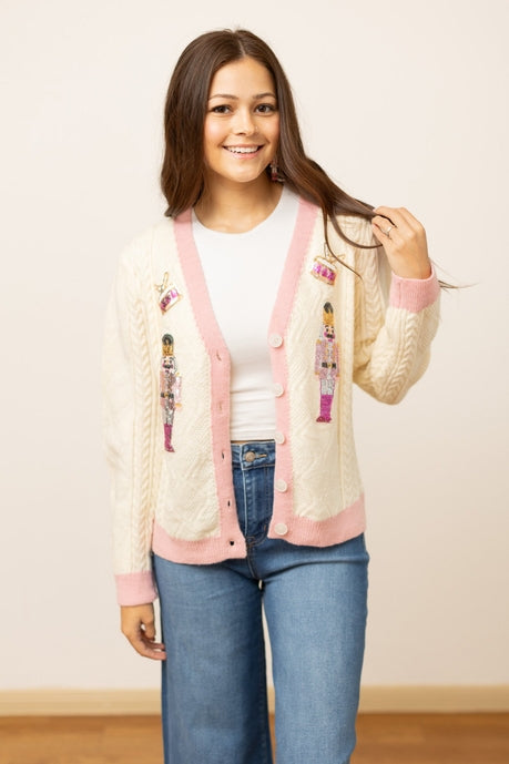 Beige and Pink Nutcracker Sweater-Womens-Ave Shops-[option4]-[option5]-[option6]-[option7]-[option8]-Shop-Boutique-Clothing-for-Women-Online