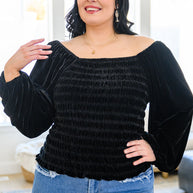 Believe In Miracles Smocked Velvet Top In Black-Womens-Ave Shops-[option4]-[option5]-[option6]-[option7]-[option8]-Shop-Boutique-Clothing-for-Women-Online