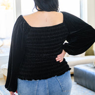 Believe In Miracles Smocked Velvet Top In Black-Womens-Ave Shops-[option4]-[option5]-[option6]-[option7]-[option8]-Shop-Boutique-Clothing-for-Women-Online