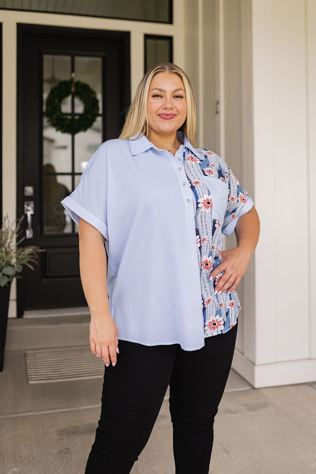 Best Of Both Worlds Button Down Top-Tops-Ave Shops-[option4]-[option5]-[option6]-[option7]-[option8]-Shop-Boutique-Clothing-for-Women-Online