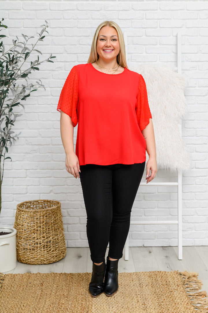 Best Of My Love Short Sleeve Blouse In Red-Womens-Ave Shops-[option4]-[option5]-[option6]-[option7]-[option8]-Shop-Boutique-Clothing-for-Women-Online