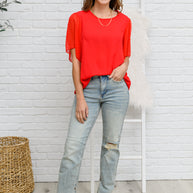 Best Of My Love Short Sleeve Blouse In Red-Womens-Ave Shops-[option4]-[option5]-[option6]-[option7]-[option8]-Shop-Boutique-Clothing-for-Women-Online