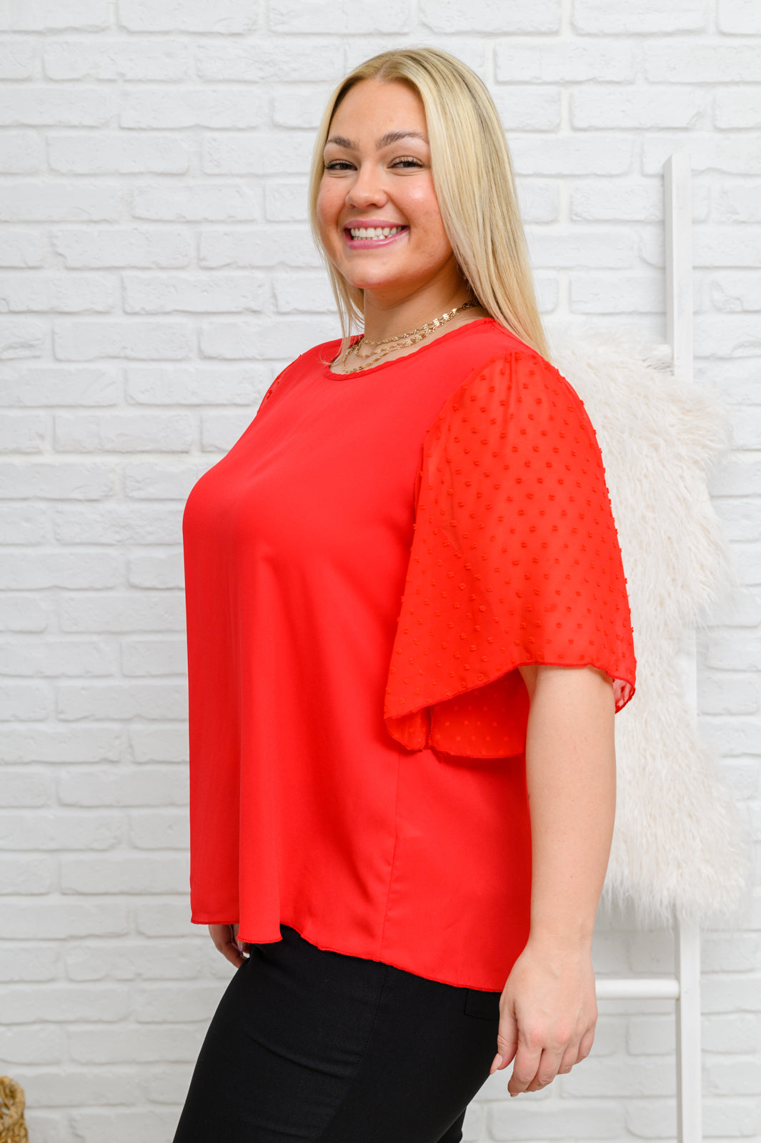 Best Of My Love Short Sleeve Blouse In Red-Womens-Ave Shops-[option4]-[option5]-[option6]-[option7]-[option8]-Shop-Boutique-Clothing-for-Women-Online