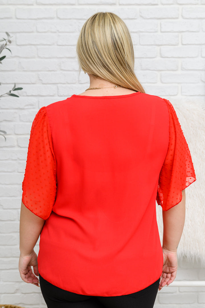 Best Of My Love Short Sleeve Blouse In Red-Womens-Ave Shops-[option4]-[option5]-[option6]-[option7]-[option8]-Shop-Boutique-Clothing-for-Women-Online