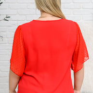 Best Of My Love Short Sleeve Blouse In Red-Womens-Ave Shops-[option4]-[option5]-[option6]-[option7]-[option8]-Shop-Boutique-Clothing-for-Women-Online