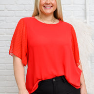 Best Of My Love Short Sleeve Blouse In Red-Womens-Ave Shops-[option4]-[option5]-[option6]-[option7]-[option8]-Shop-Boutique-Clothing-for-Women-Online