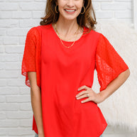 Best Of My Love Short Sleeve Blouse In Red-Womens-Ave Shops-[option4]-[option5]-[option6]-[option7]-[option8]-Shop-Boutique-Clothing-for-Women-Online
