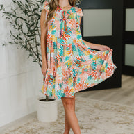 Bless Your Love Tiered Dress in Ivory, Orange and Mint-Womens-Ave Shops-[option4]-[option5]-[option6]-[option7]-[option8]-Shop-Boutique-Clothing-for-Women-Online