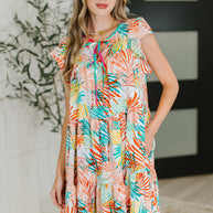 Bless Your Love Tiered Dress in Ivory, Orange and Mint-Womens-Ave Shops-[option4]-[option5]-[option6]-[option7]-[option8]-Shop-Boutique-Clothing-for-Women-Online