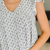 Bloom Service V-Neck Blouse in Ivory-Womens-Ave Shops-[option4]-[option5]-[option6]-[option7]-[option8]-Shop-Boutique-Clothing-for-Women-Online