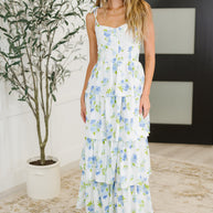 Bloomie Baby Tiered Dress in Ivory/Blue-Womens-Ave Shops-[option4]-[option5]-[option6]-[option7]-[option8]-Shop-Boutique-Clothing-for-Women-Online