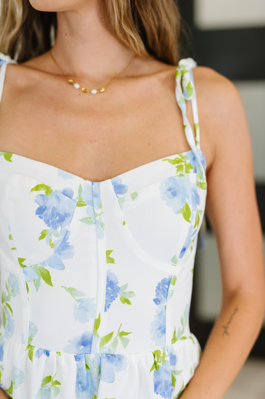 Bloomie Baby Tiered Dress in Ivory/Blue-Womens-Ave Shops-[option4]-[option5]-[option6]-[option7]-[option8]-Shop-Boutique-Clothing-for-Women-Online