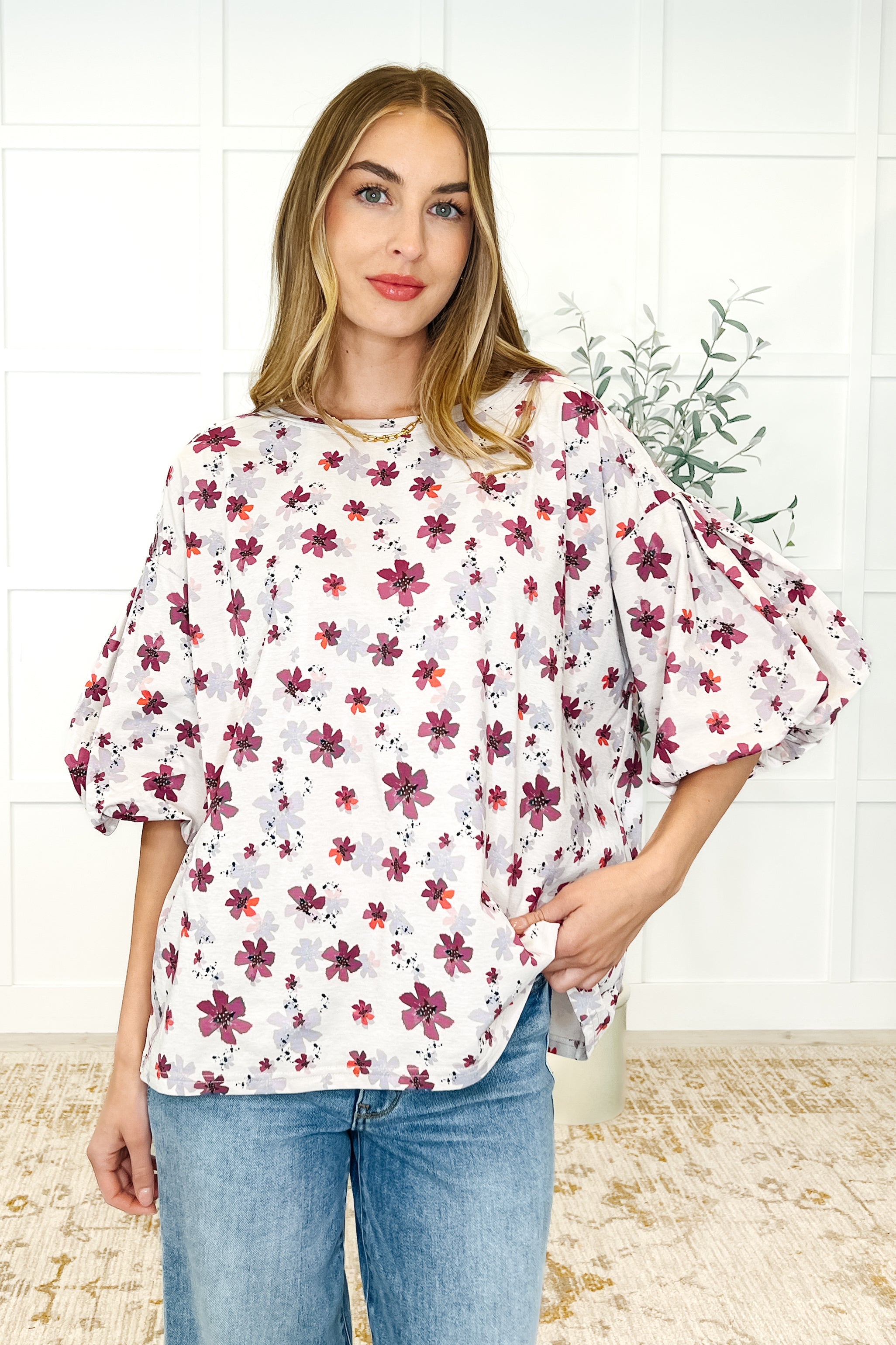 Blossom Breeze Balloon Sleeve Blouse-Womens-Ave Shops-[option4]-[option5]-[option6]-[option7]-[option8]-Shop-Boutique-Clothing-for-Women-Online