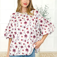 Blossom Breeze Balloon Sleeve Blouse-Womens-Ave Shops-[option4]-[option5]-[option6]-[option7]-[option8]-Shop-Boutique-Clothing-for-Women-Online