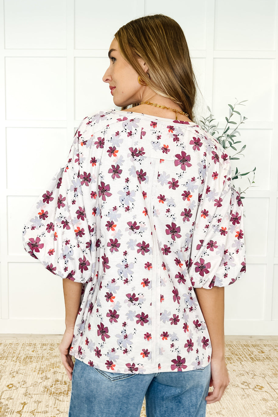 Blossom Breeze Balloon Sleeve Blouse-Womens-Ave Shops-[option4]-[option5]-[option6]-[option7]-[option8]-Shop-Boutique-Clothing-for-Women-Online